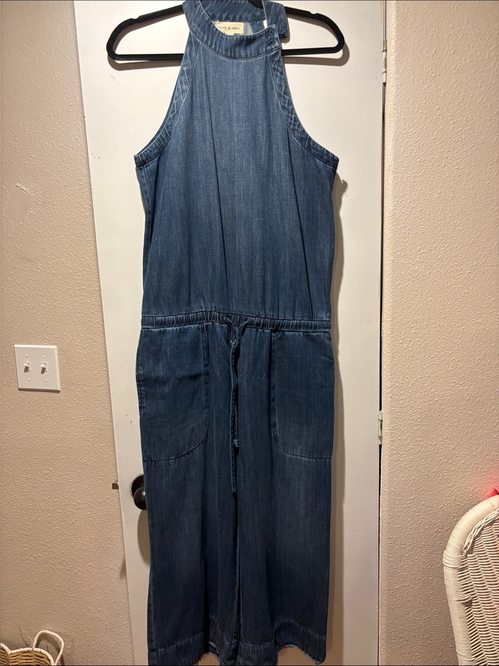 Cloth & stone Sleeveless Denim Jumpsuit in Blue